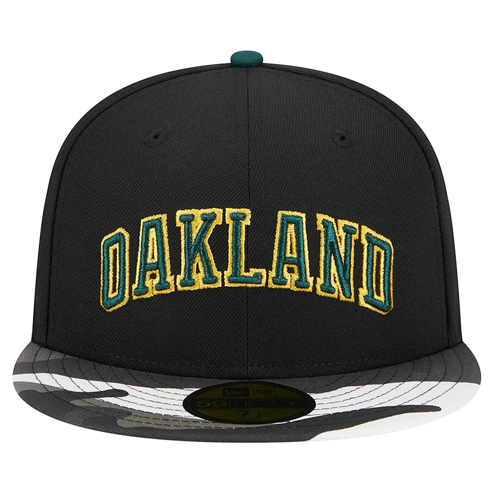 Men's New Era Black Oakland Athletics Metallic Camo 59FIFTY Fitted Hat