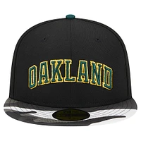 Men's New Era Black Oakland Athletics Metallic Camo 59FIFTY Fitted Hat