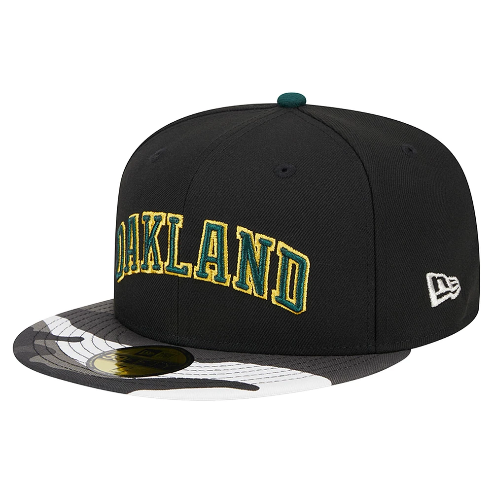 Men's New Era Black Oakland Athletics Metallic Camo 59FIFTY Fitted Hat