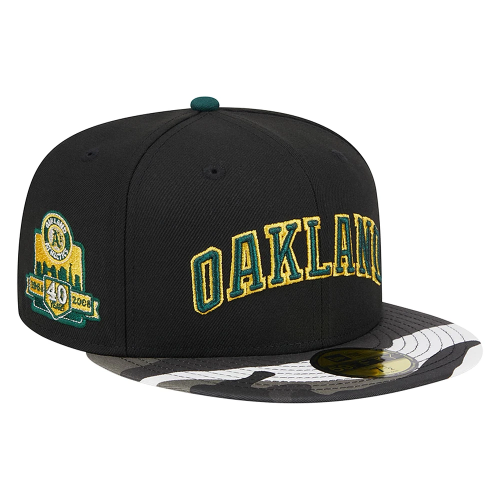 Men's New Era Black Oakland Athletics Metallic Camo 59FIFTY Fitted Hat