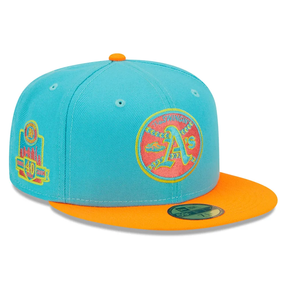Oakland Athletics Light Yellow Under Visor 59FIFTY Fitted Pink Hat