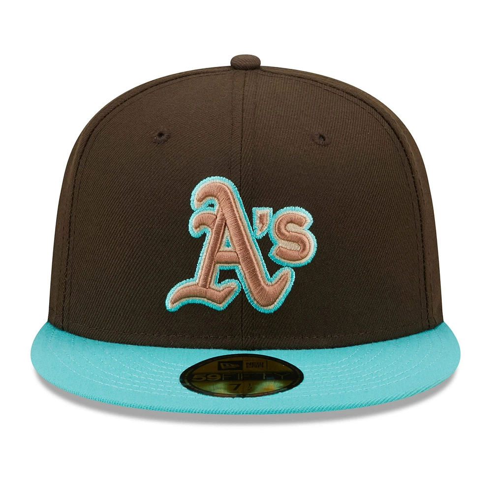 Casquette ajustée Oakland Athletics Walnut Mint 59FIFTY de New Era pour homme, marron/menthe