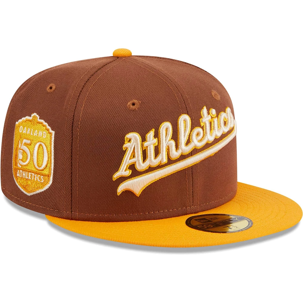 Casquette ajustée Oakland Athletics Tiramisu 59FIFTY marron New Era pour homme