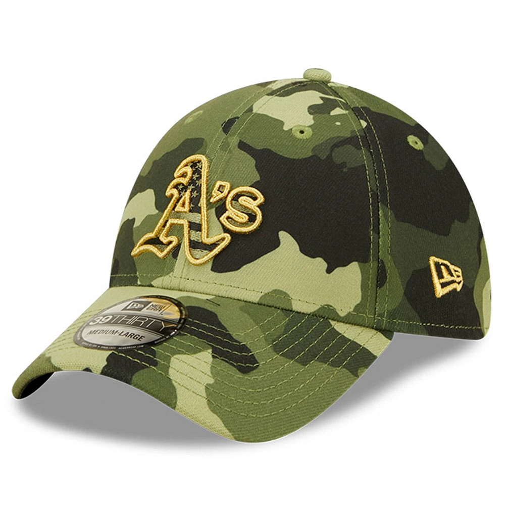 Men's New Era Camo Oakland Athletics 2022 Armed Forces Day 39THIRTY Flex Hat