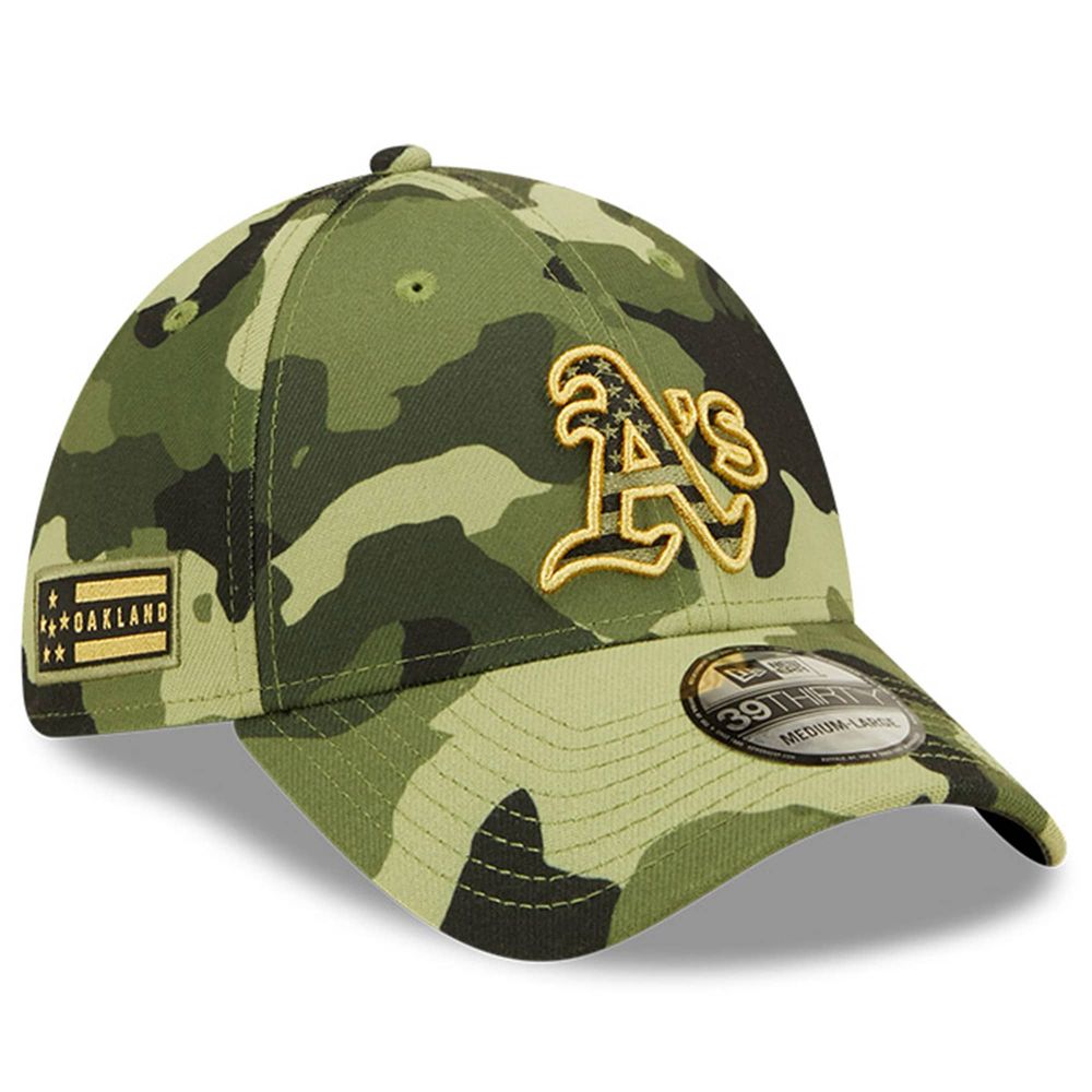 Men's New Era Camo Oakland Athletics 2022 Armed Forces Day 39THIRTY Flex Hat