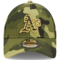 Casquette ajustable à visière arrière 9FORTY Camo Oakland Athletics 2022 Armed Forces Day de New Era pour homme