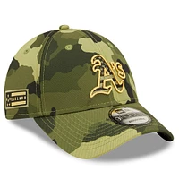 Men's New Era Camo Oakland Athletics 2022 Armed Forces Day 9FORTY Snapback Adjustable Hat