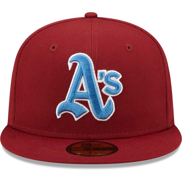 Casquette ajustée 59FIFTY pour homme New Era Cardinal Oakland Athletics 40e anniversaire Air Force Blue Undervisor