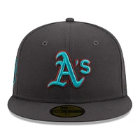 Casquette ajustée 59FIFTY à imprimé Oakland Athletics de New Era pour homme en graphite