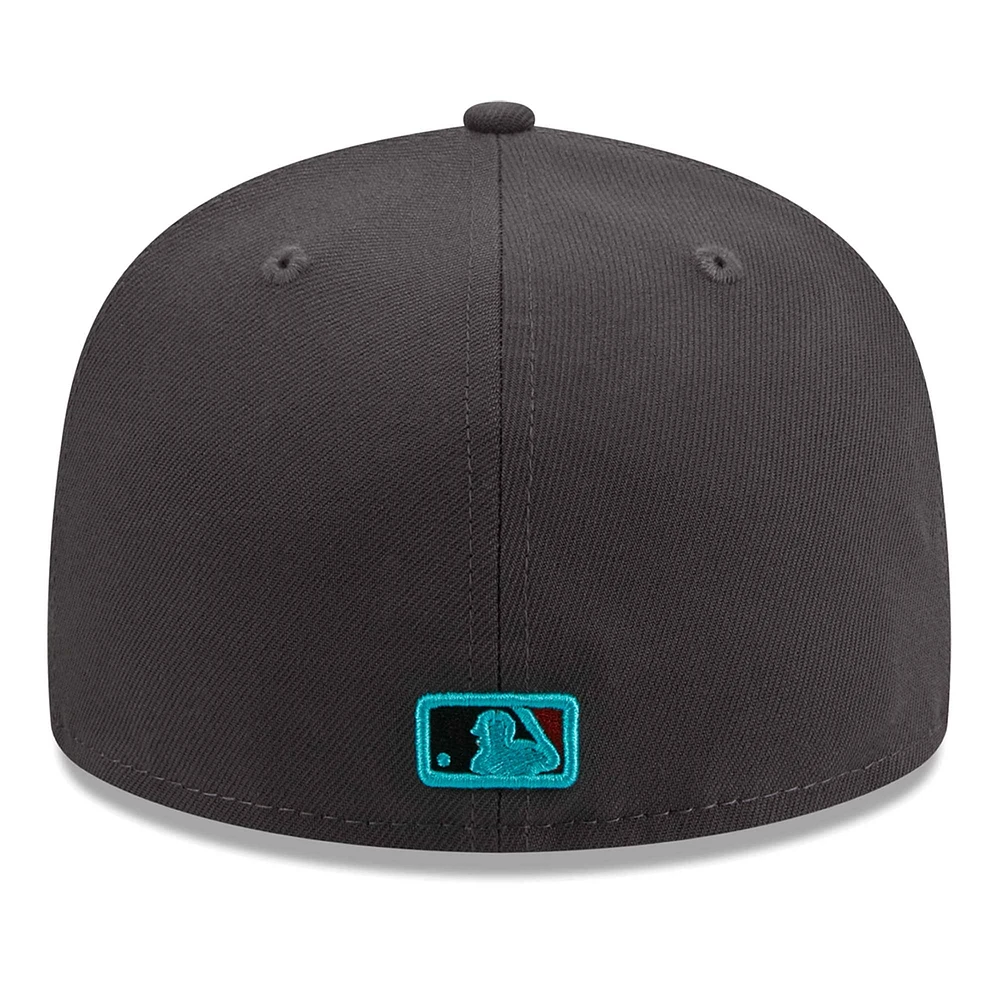 Casquette ajustée 59FIFTY à imprimé Oakland Athletics de New Era pour homme en graphite