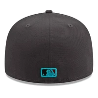 Casquette ajustée 59FIFTY à imprimé Oakland Athletics de New Era pour homme en graphite