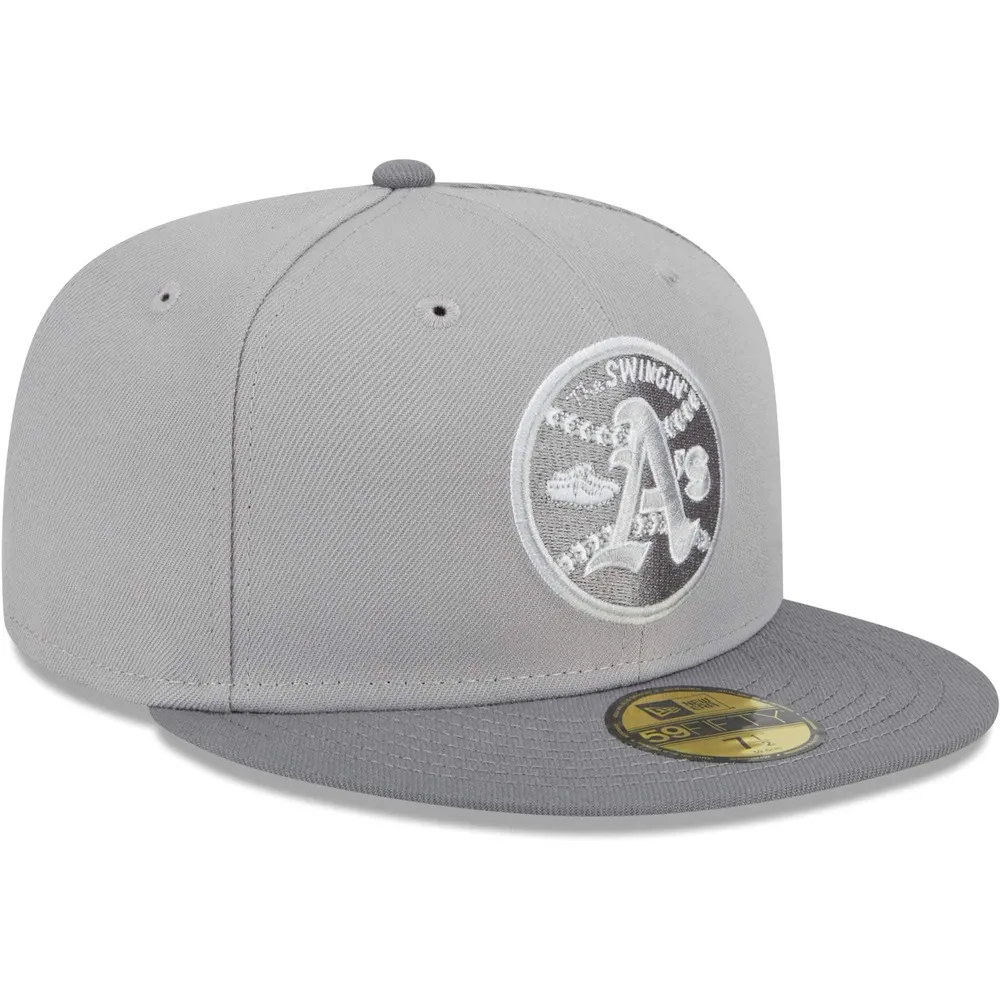 New Era Men's New Era Gray Oakland Athletics Throwback Logo Green  Undervisor 59FIFTY Fitted Hat