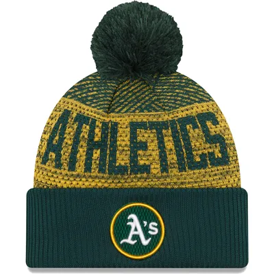 Oakland Athletics New Era Authentic Collection Sport Cuffed Knit Hat with Pom - Green