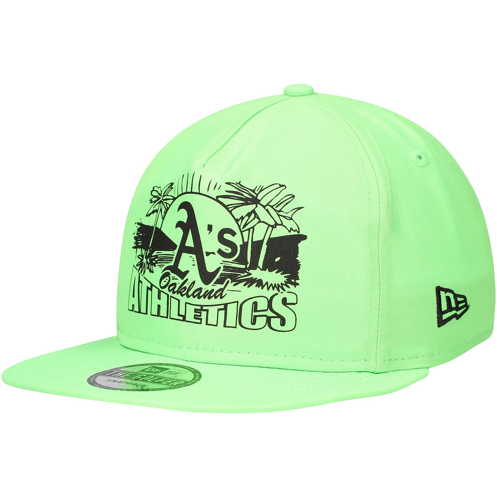 Casquette snapback de golfeur fluo Oakland Athletics verte New Era pour homme