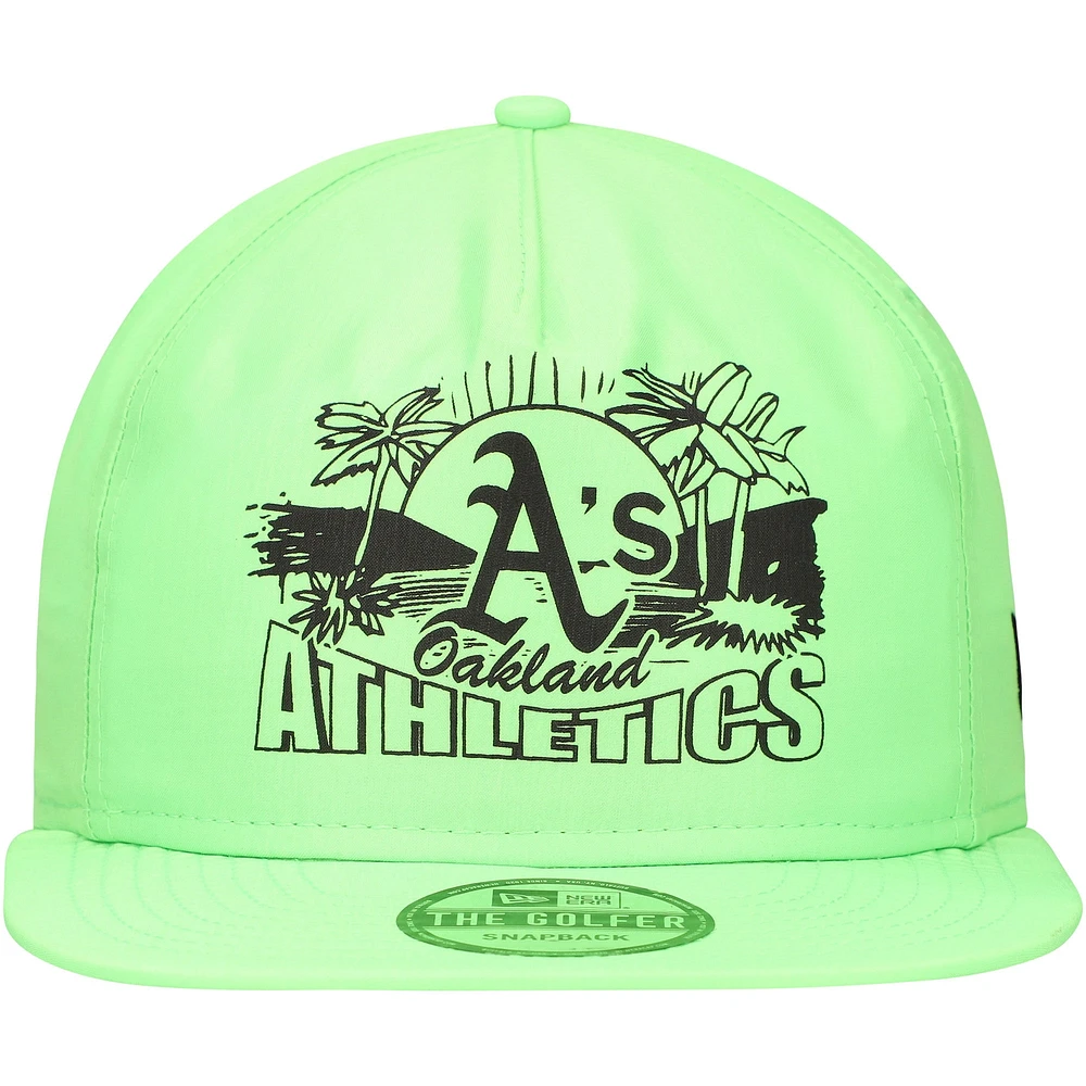 Casquette snapback de golfeur fluo Oakland Athletics verte New Era pour homme