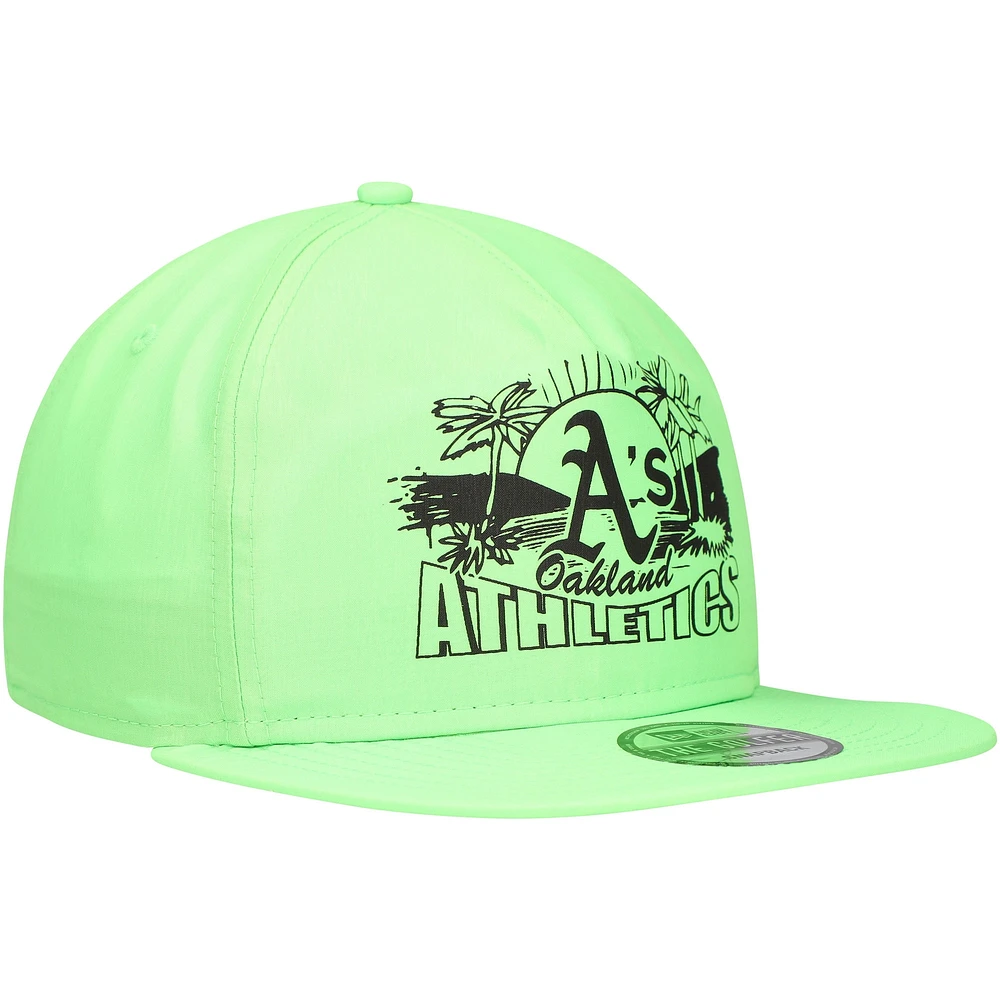 Casquette snapback de golfeur fluo Oakland Athletics verte New Era pour homme