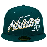 Men's New Era Green Oakland Athletics Script Sided 59FIFTY Fitted Hat