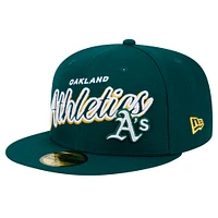 Men's New Era Green Oakland Athletics Script Sided 59FIFTY Fitted Hat