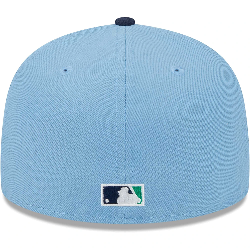Men's New Era Light Blue/Navy Oakland Athletics Green Undervisor 59FIFTY Fitted Hat