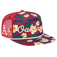 Casquette ajustable Oakland Athletics Summer Cab Golfer pour homme New Era Bordeaux