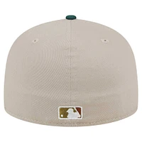 Men's New Era Natural/Hunter Green Oakland Athletics  Lifestyle Tree Bark Fill 59FIFTY Fitted Hat