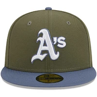 Casquette ajustée 59FIFTY Oakland Athletics olive/bleu New Era pour homme