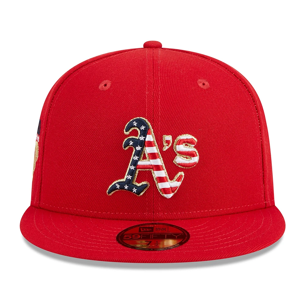 Men's New Era  Red Oakland Athletics 2023 Fourth of July 59FIFTY Fitted Hat