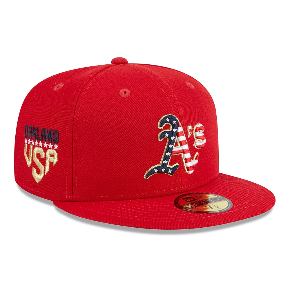 Men's New Era  Red Oakland Athletics 2023 Fourth of July 59FIFTY Fitted Hat