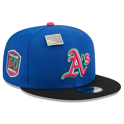 Casquette Snapback 9FIFTY Watermelon Big League pour homme New Era Royal/Black Oakland Athletics