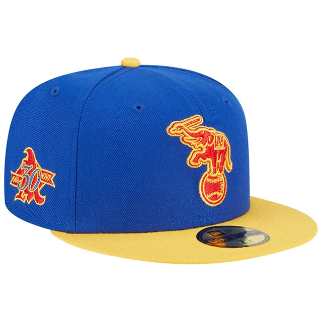 Lids Oakland Athletics New Era Throwback Logo Primary Jewel Gold Undervisor  59FIFTY Fitted Hat - Royal/Red