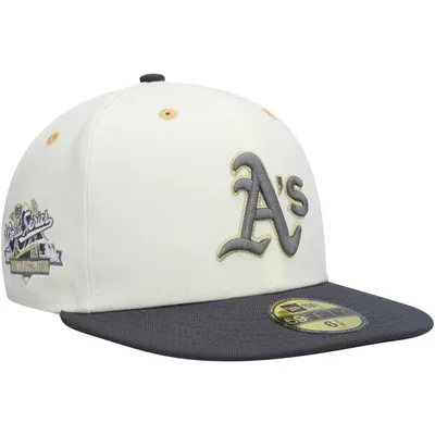 Men's New Era White/Pink Oakland Athletics Chrome Rogue 59FIFTY Fitted Hat