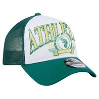 Men's New Era White/Kelly Green Oakland Athletics Cooperstown Collection Trucker A-Frame 9FORTY Adjustable Hat