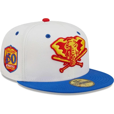 Casquette ajustée New Era Oakland Athletics 59FIFTY Cherry Lolli 50e anniversaire pour homme, blanche/royale