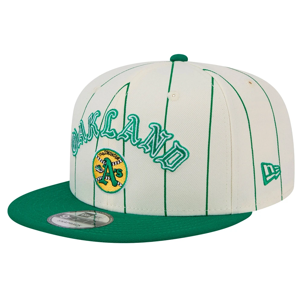 Casquette Snapback à rayures blanches Oakland Athletics 9FIFTY New Era pour homme