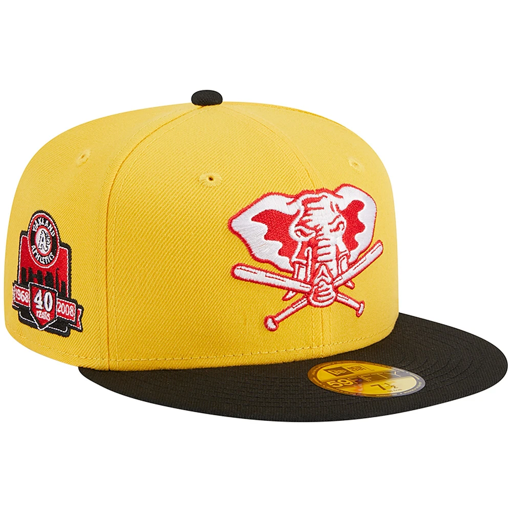 Men's New Era Yellow/Black Oakland Athletics Grilled 59FIFTY Fitted Hat