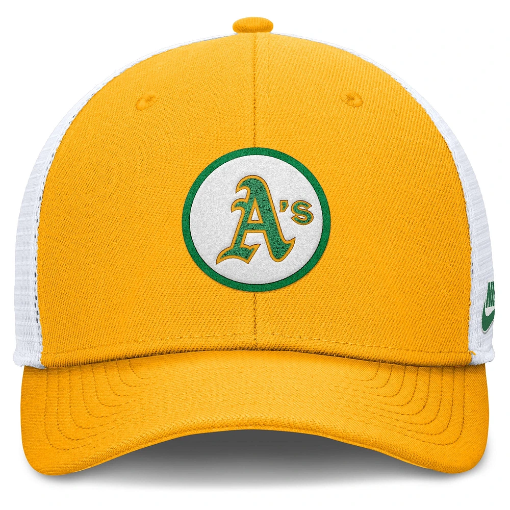 Casquette ajustable Nike Gold Oakland Athletics Cooperstown Collection Rise Trucker pour homme