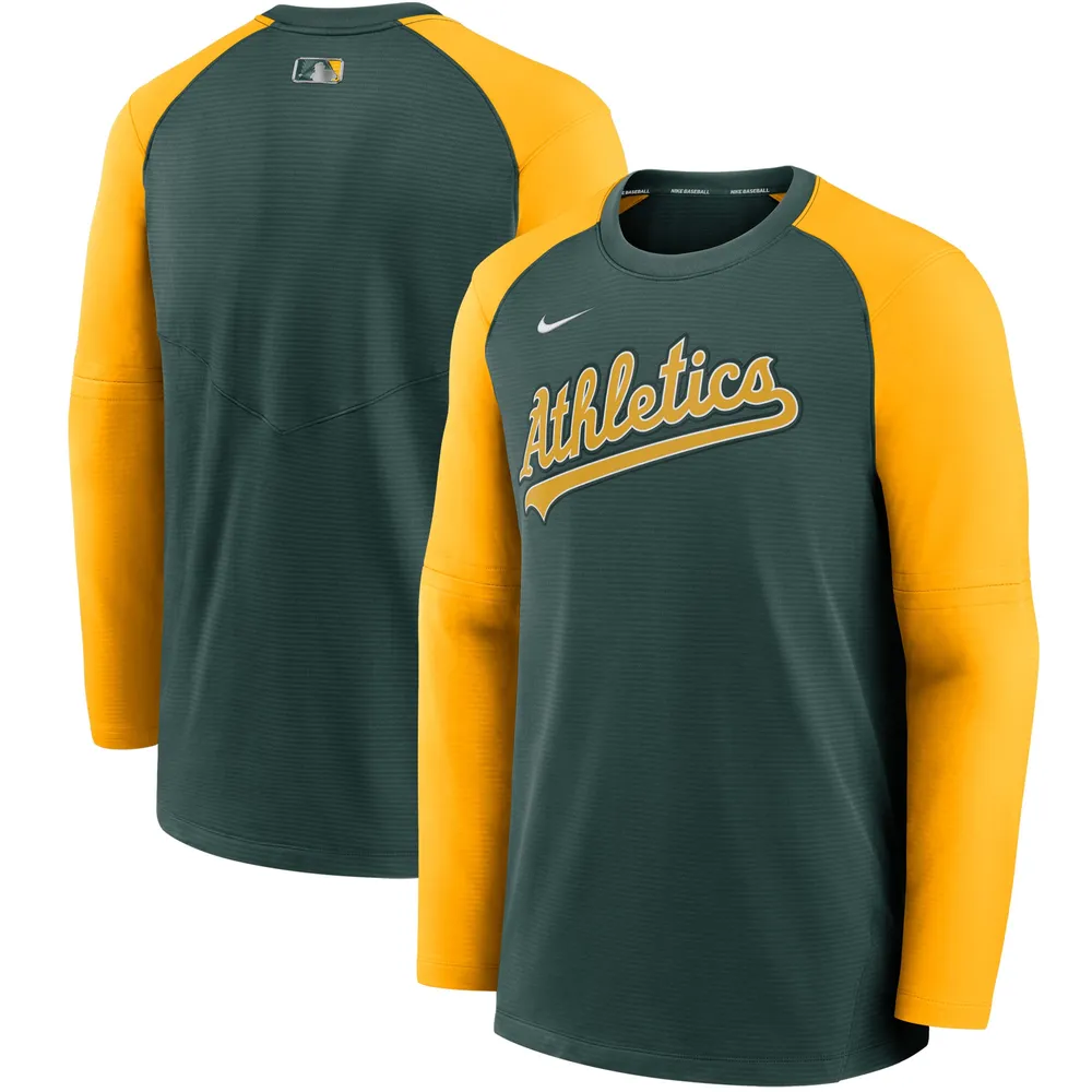 Lids Oakland Athletics Nike Authentic Collection Pregame Performance Raglan  Pullover Sweatshirt - Green/Gold