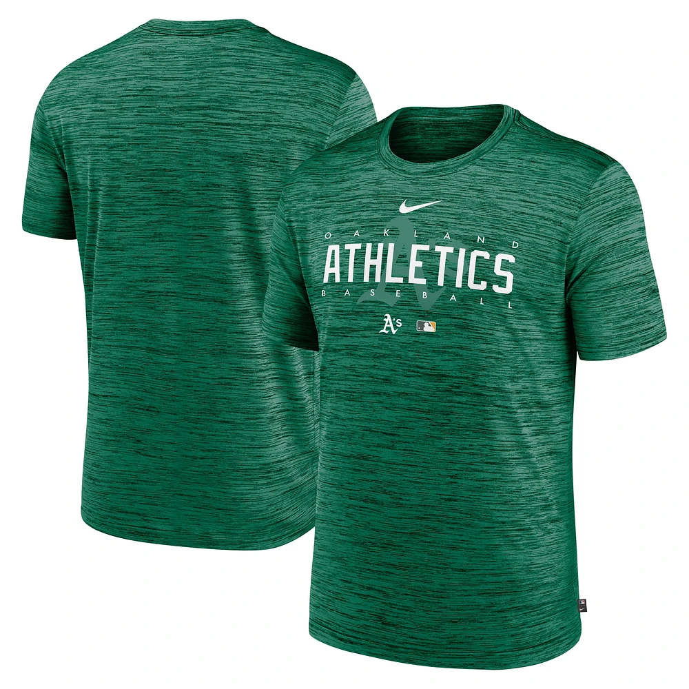 T-shirt d'entraînement Nike Performance Velocity Authentic Collection pour homme, vert, Oakland Athletics