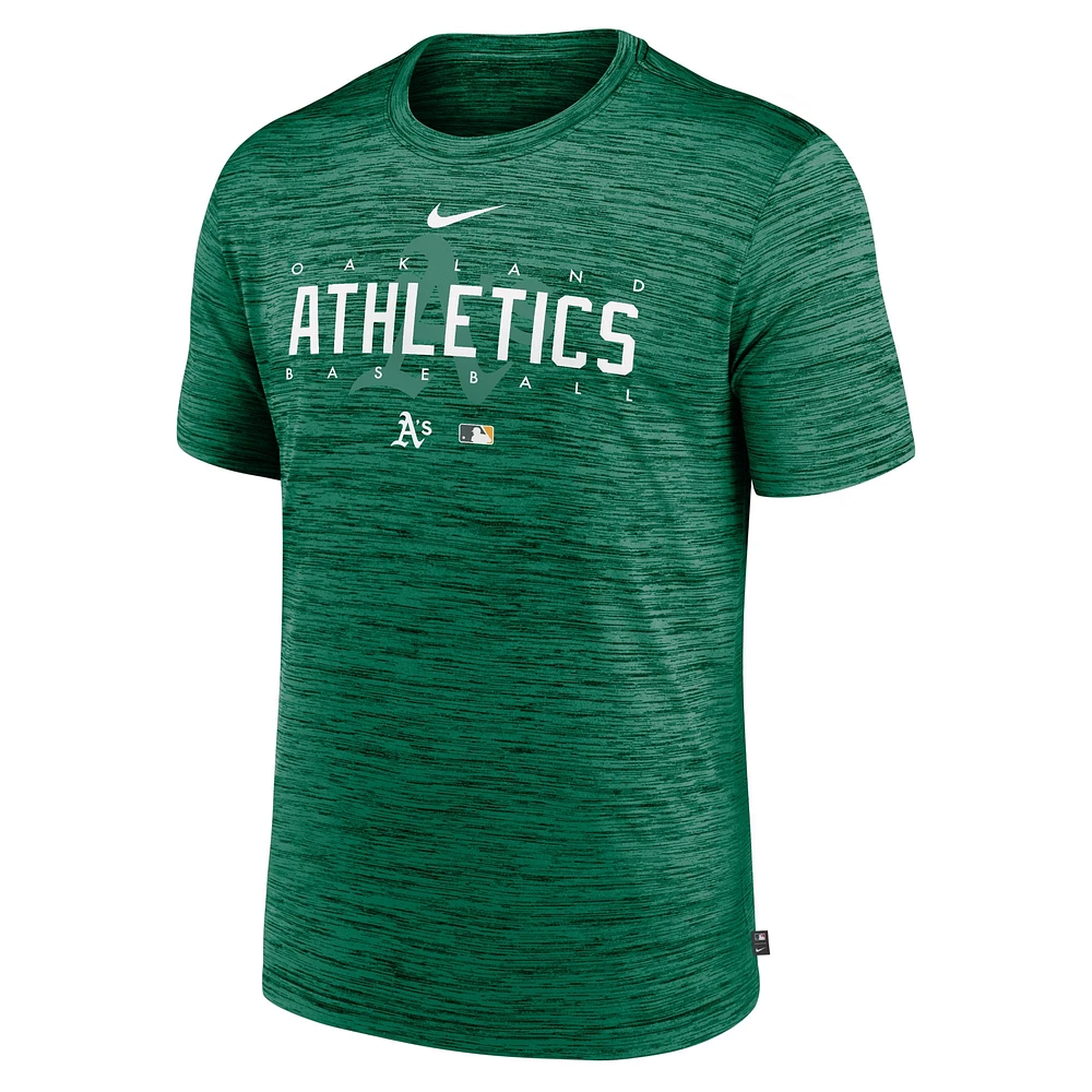 T-shirt d'entraînement Nike Performance Velocity Authentic Collection pour homme, vert, Oakland Athletics