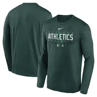 Men's Nike Green Oakland Athletics Authentic Collection Team Logo Legend Performance Long Sleeve T-Shirt