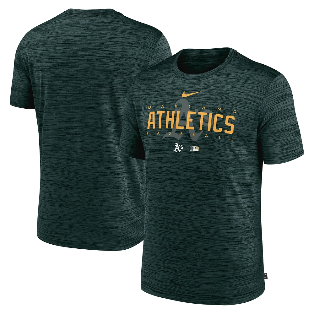 T-shirt d'entraînement Nike Oakland Athletics Authentic Collection Velocity Performance pour homme