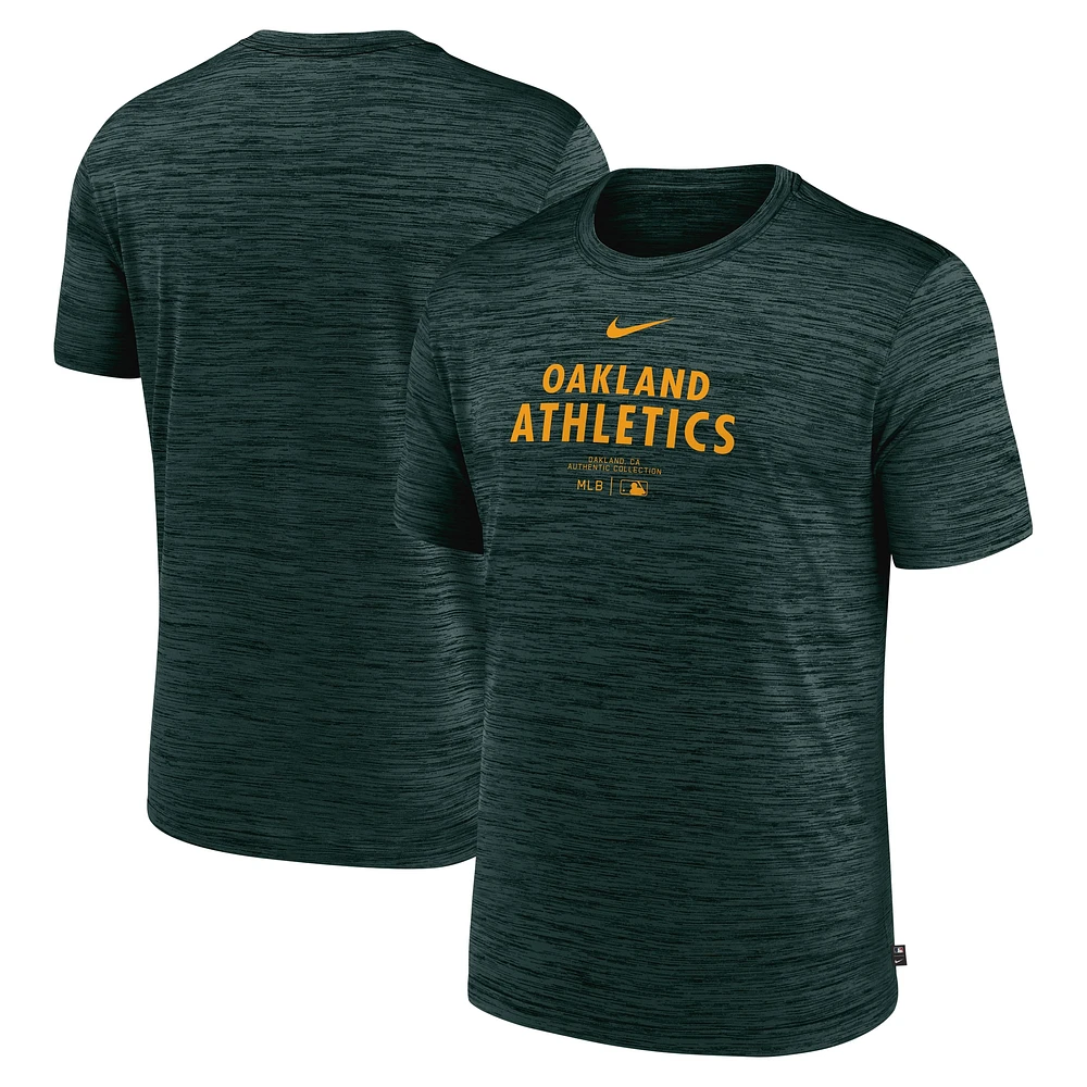 T-shirt d'entraînement Nike Oakland Athletics Authentic Collection Velocity Performance pour homme, vert