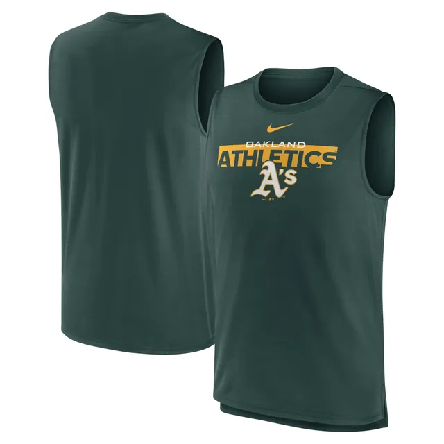 Youth Oakland Athletics Green Muscle V-Neck Tank Top