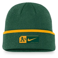 Bonnet tricoté à revers vert Nike Oakland Athletics Terra pour homme