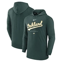 Sweat à capuche Nike Oakland Athletics Authentic Collection Early Work Tri-Blend Performance pour homme, vert chiné