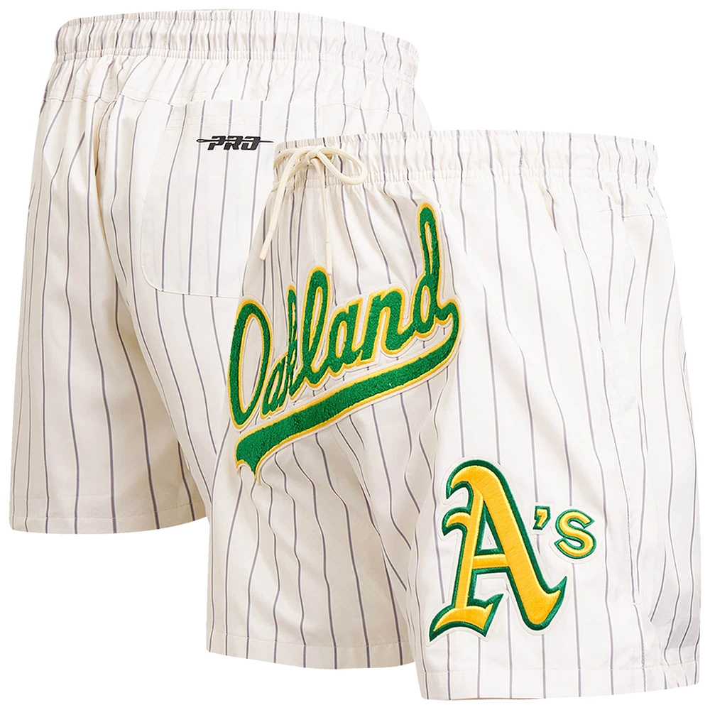 Short tissé classique rétro à rayures Oakland Athletics Pro Standard pour homme, couleur crème