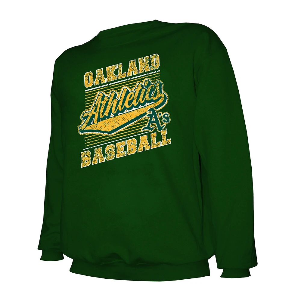 Men's Stitches Green Oakland Athletics Lightweight Crew Sweatshirt