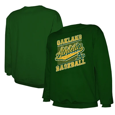 Men's Stitches Green Oakland Athletics Lightweight Crew Sweatshirt