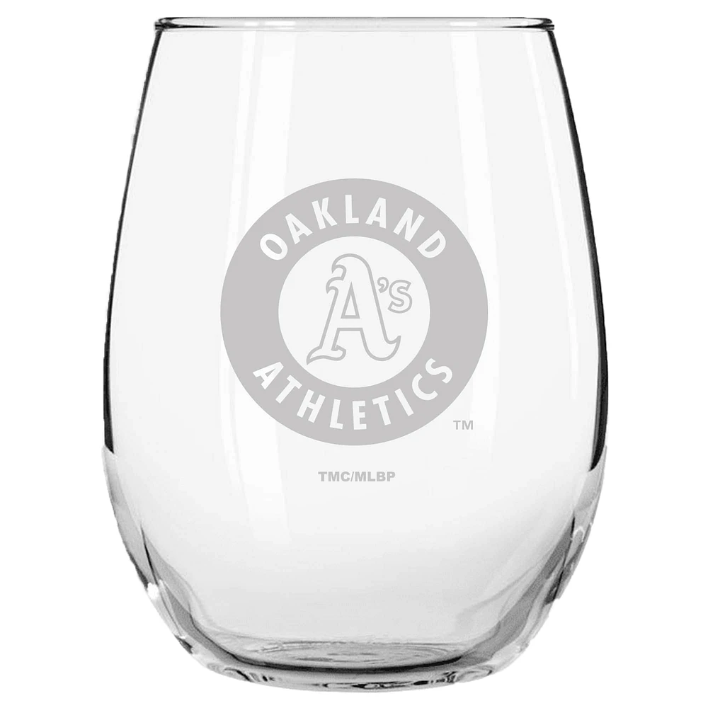 Oakland Athletics 15oz. Etched Stemless Glass Tumbler