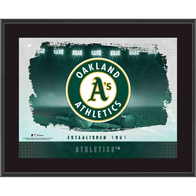 Plaque encadrée avec logo d'équipe horizontal sublimé de 10,5" x 13" des Oakland Athletics